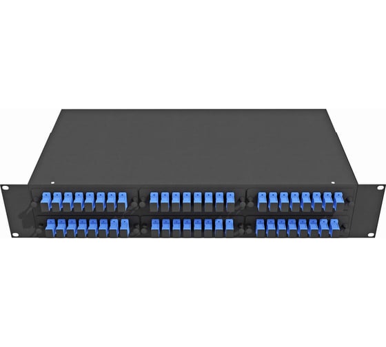 Изображение товара Оптический стоечный кросс TopLAN 19, одномодовый, укомплектованный, КРС-Top-2U-48SC/U-OS2-BK