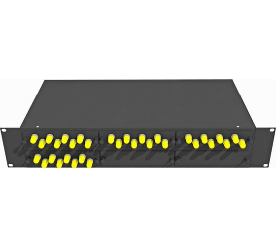 Изображение товара Оптический стоечный кросс TopLAN 19, многомодовый, укомплектованный, КРС-Top-2U-32ST/U-OM2-BK