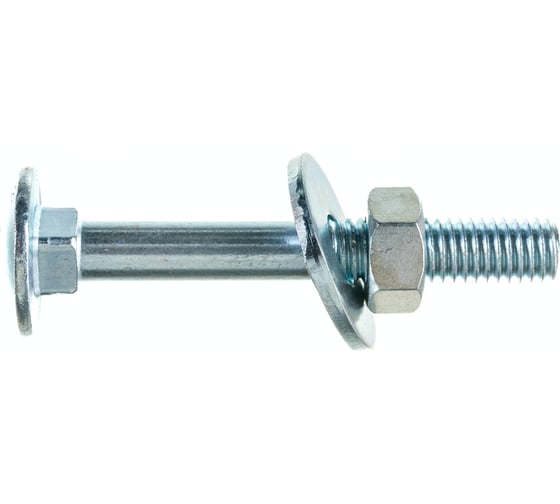 Изображение товара Болт Стройметиз М8х60 DIN 603 с гайкой DIN 934 и шайбой DIN 9021, цинк уп. 2 шт. 3180161