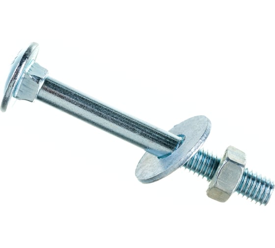 Изображение товара Болт Стройметиз М8х70 DIN 603 с гайкой DIN 934 и шайбой DIN 9021, цинк уп. 2 шт. 3180171