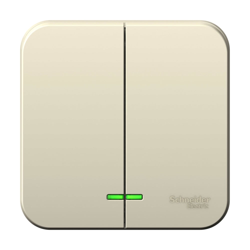 Изображение товара 2-клавишный выключатель Systeme Electric BLANCA, латунь, IP20, 6А, подсветка