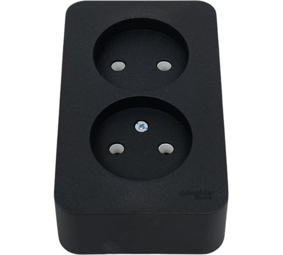 Изображение товара Двойная розетка Systeme Electric BLANCA О/У без заземления, без шторок, АНТРАЦИТ BLNRA000206
