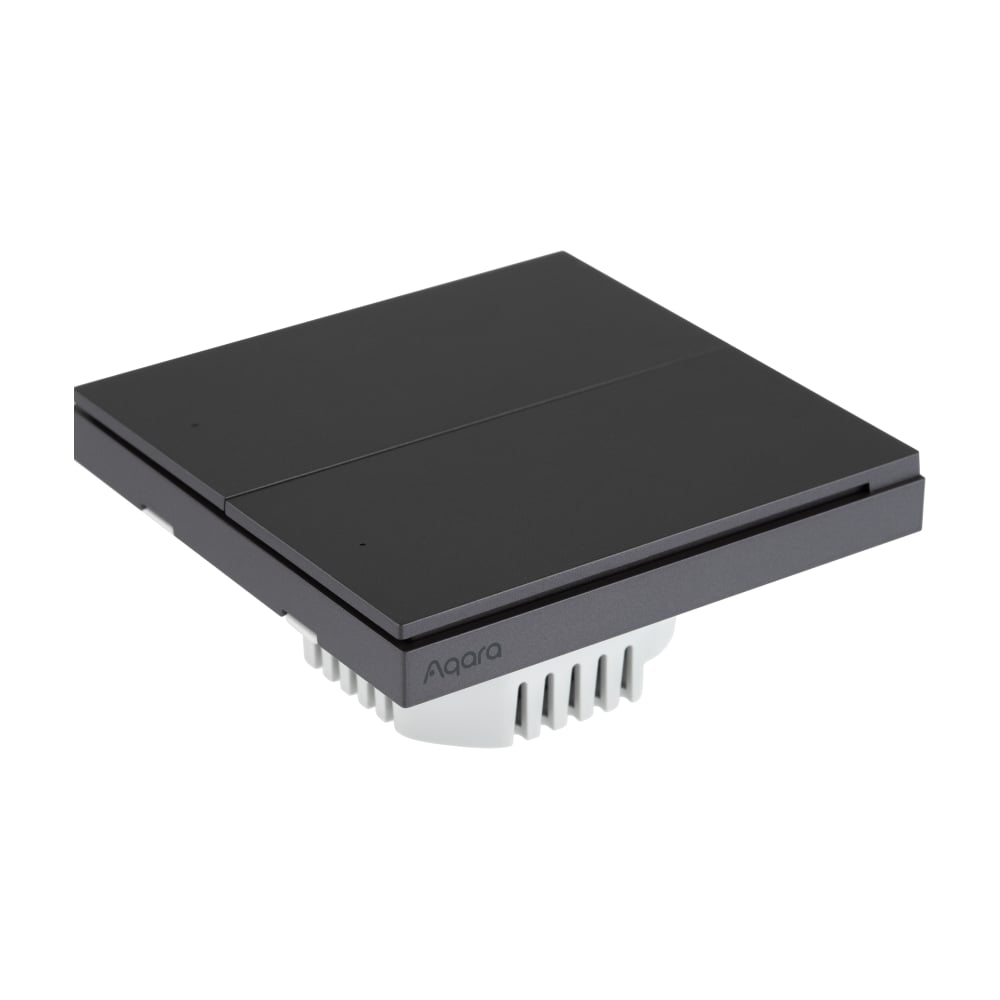 Графитовый умный выключатель AQARA двухклавишный с нейтралью WS-EUK04_graphite