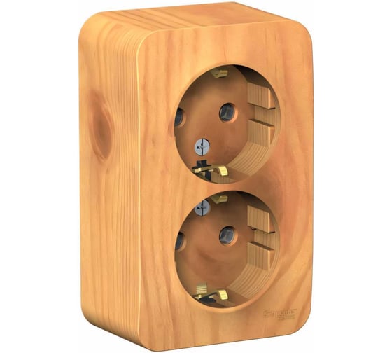 Изображение товара Двойная розетка Systeme Electric BLANCA О/У с заземлением, без шторок, ЯСЕНЬ BLNRA010215