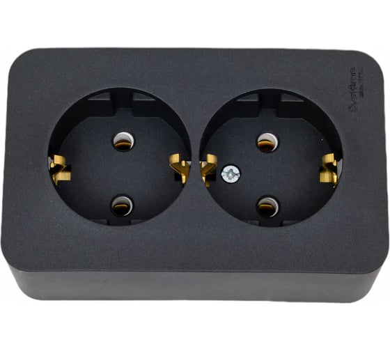 Изображение товара Двойная розетка Systeme Electric BLANCA О/У с заземлением, без шторок, АНТРАЦИТ BLNRA010206