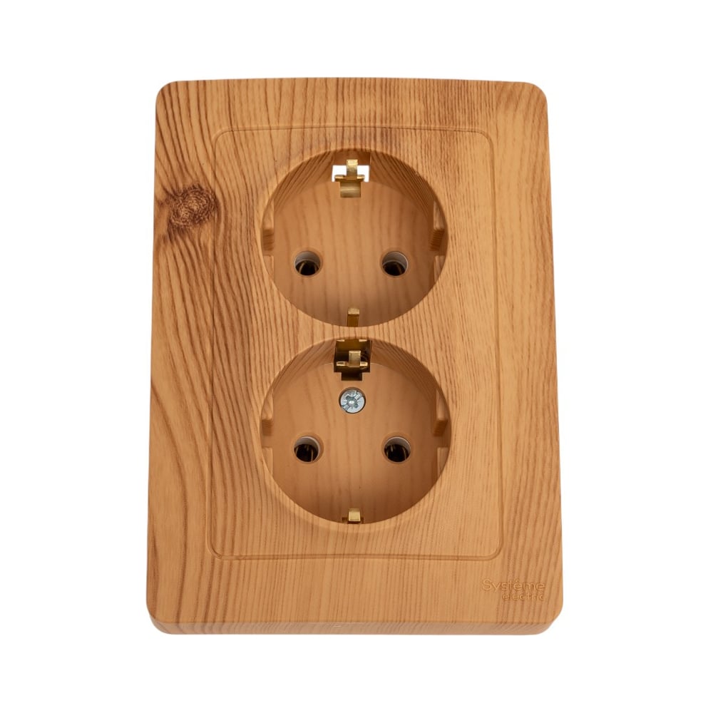 Изображение товара Двойная скрытая розетка Systeme Electric blanca ясень с заземлением