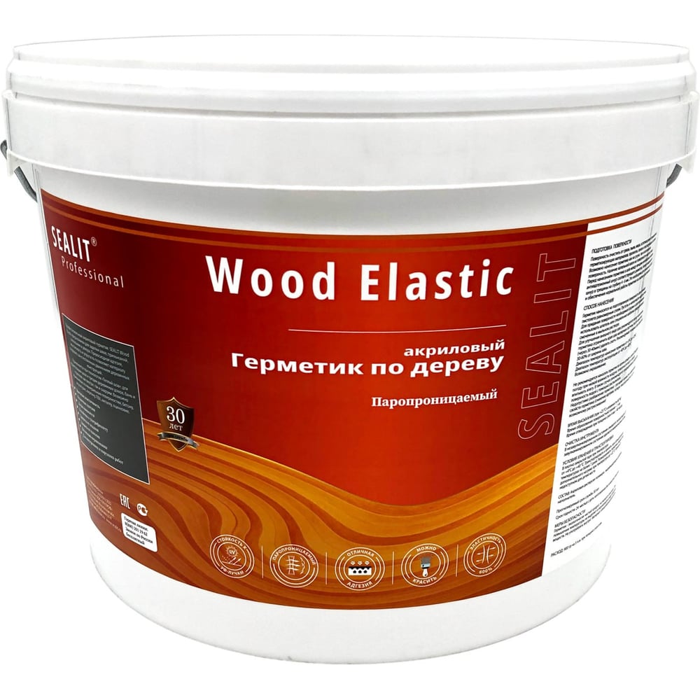 Изображение товара Герметик для дерева акриловый Sealit Wood Elastic, 7 кг, Серый 136101 Изображение товара Герметик для дерева акриловый Sealit Wood Elastic, 7 кг, Серый 136101