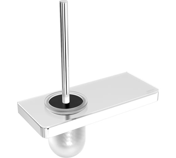 Изображение товара Ершик для унитаза с держателем и полкой Lemark GLASS LINE хром/белое стекло 9761031