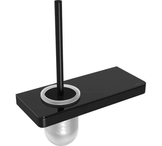 Изображение товара Ершик для унитаза Lemark GLASS LINE с держателем и полкой, чёрный/чёрное стекло 9762033