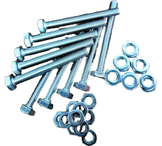 Изображение товара Болт нержавеющий 23 Болта 10x100 мм DIN933 с гайкой и шайбой, 10 шт.. 11475