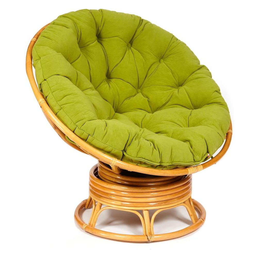 Кресло-качалка Tetchair "PAPASAN" w 23/01 B / с подушкой / Honey (мед), флок Олива, 23 13756