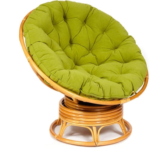 Изображение товара Кресло-качалка Tetchair "PAPASAN" w 23/01 B / с подушкой / Honey (мед), флок Олива, 23 13756