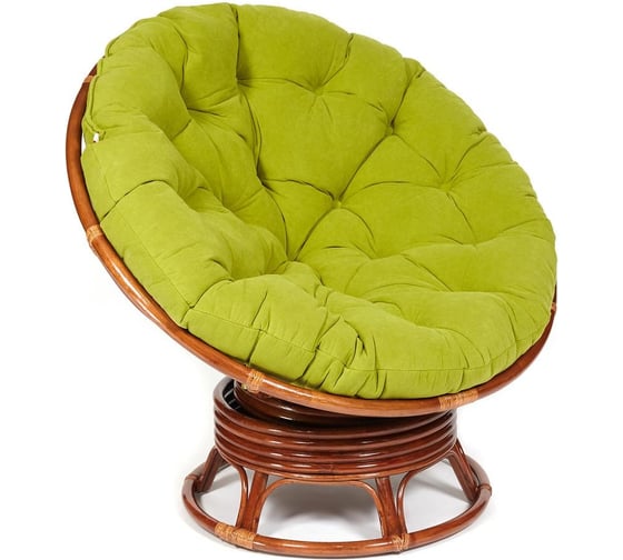 Изображение товара Кресло-качалка Tetchair "PAPASAN" w 23/01 B / с подушкой / Pecan (орех), флок Олива, 23 13757