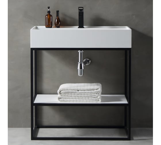 Изображение товара Консоль с раковиной ABBER Stein напольная, белая матовая AS2630