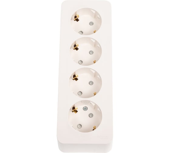 Изображение товара 4-ая розетка Systeme Electric BLANCA открытой установки, с заземлением, со шторк, молочный BLNRA011412