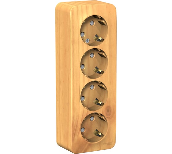 Изображение товара 4-ая розетка Systeme Electric BLANCA открытой установки, с заземлением, без шторок, ясень BLNRA011415