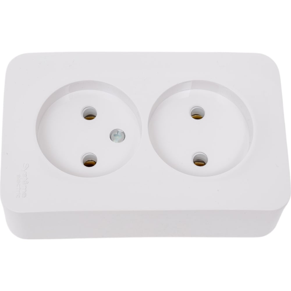 Изображение товара Двойная розетка Systeme Electric BLANCA открытой установки, без заземления, без шторок, белый BLNRA000201