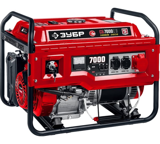 Изображение товара Бензиновый генератор с электростартером ЗУБР 7000 Вт, СБ-7000Е-3
