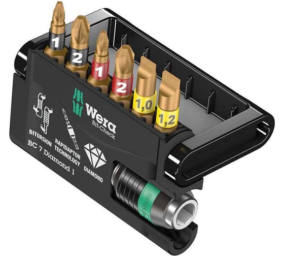 Изображение товара Набор с битами и держателем WERA 7 предметов WE-057416