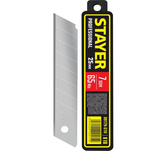 Изображение товара Сегментированные лезвия 25 мм, 10 шт. STAYER 09179-S10