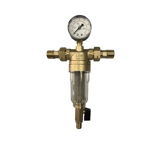 Изображение товара Фильтр KROMWELL тонкой очистки промывной с прозрачной колбой и манометром 1/2" EU.ST6199030 12_k