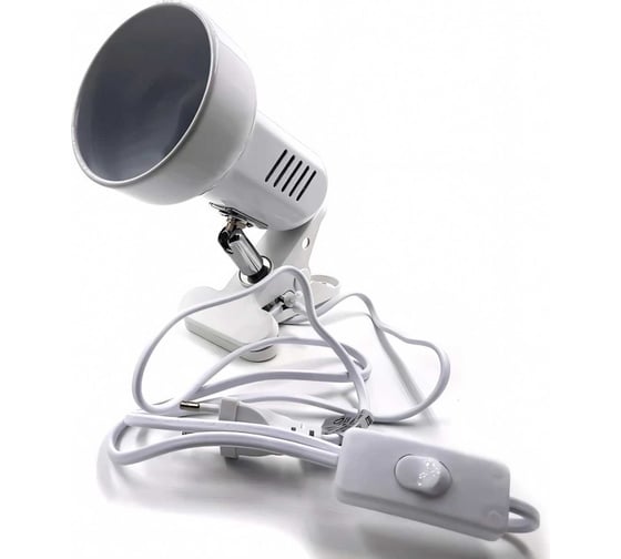 Изображение товара Светильник на прищепке Ecola base закрытый с вилкой и выключателем - E27 Белый APF7GREAY