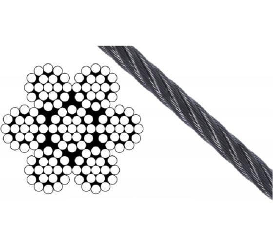 Изображение товара Трос Море-Метизов мягкий АРТ 8382 7x19 нержавеющая сталь А2, 2 мм, 100 м TROSM719А2719А22100M