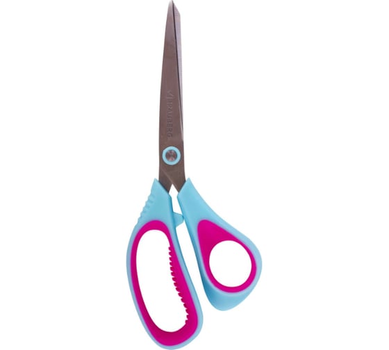 Изображение товара Ножницы BRAUBERG Extra 216 мм, асимметричные, ребристые резиновые вставки, бирюзово-фиолетовые 236453