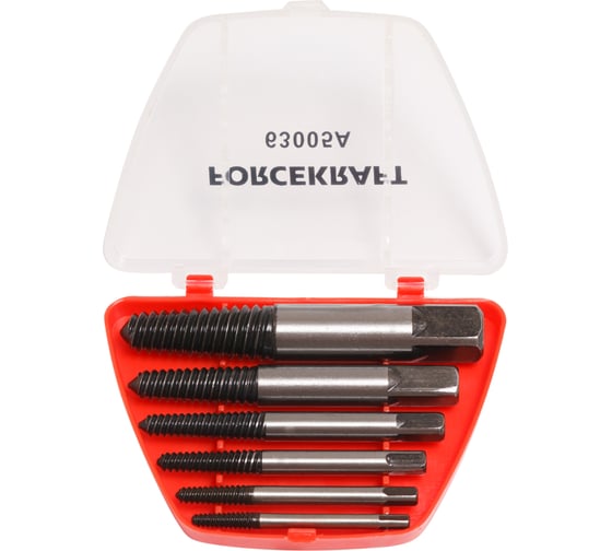 Изображение товара Набор экстракторов резьбы Forcekraft FK-63005A 6 предметов, в пластиковом футляре 46670 FK-63005A(46670)