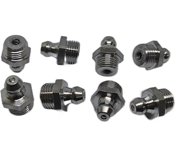 Изображение товара Пресс-масленка прямая нерж. H1 R1/8"BSPT, комплект 10 шт.,нержавеющая сталь AISI304, Европейский стандарт DIN71412, MasloSmenka 010704-10