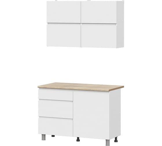 Изображение товара Кухонный гарнитур Арника МР Токио 1.2 м, белый текстурный, серия3 00-00143329