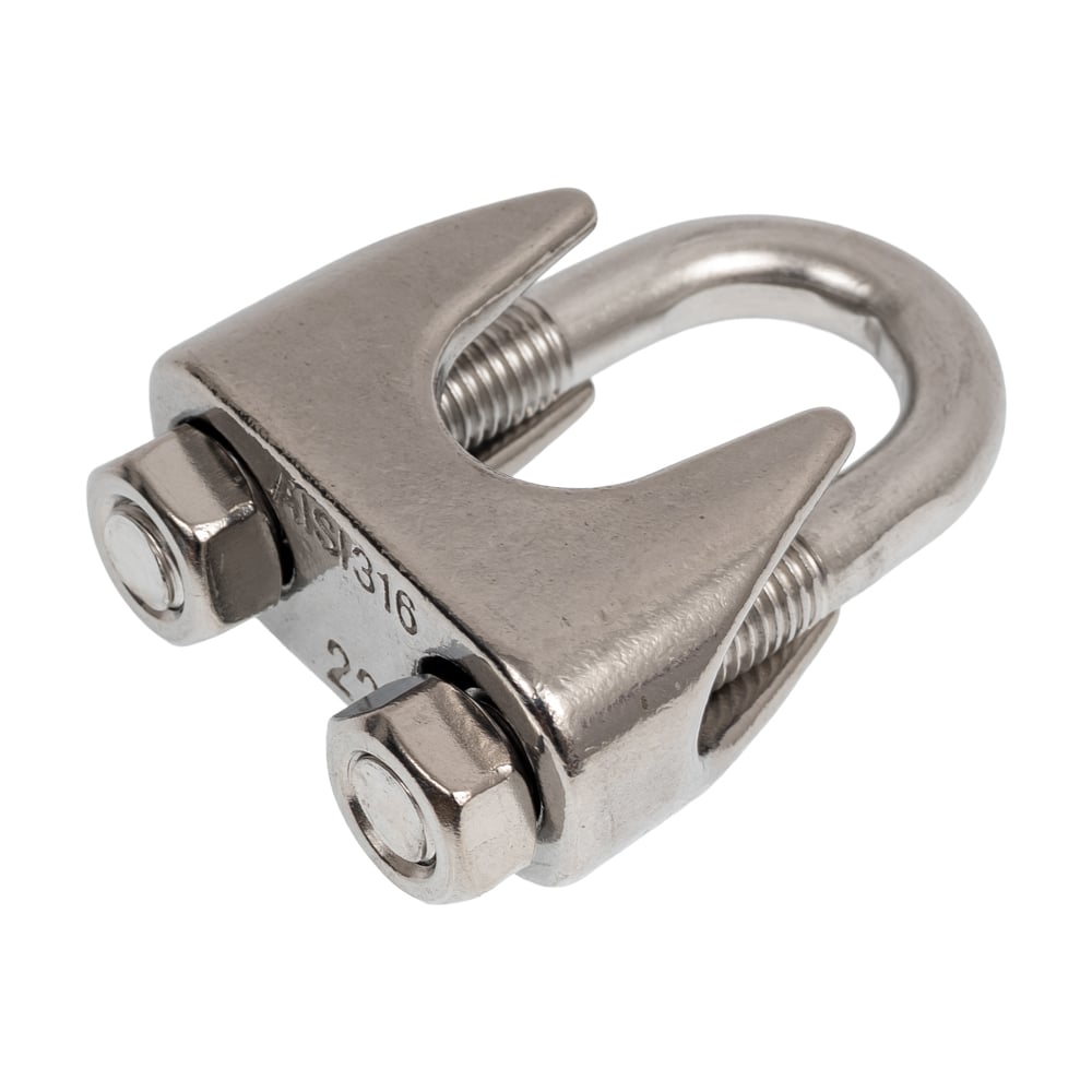 Изображение товара Зажим для троса Море-Метизов АРТ 9074, диаметр 22 мм, двугайковый, нержавеющая сталь