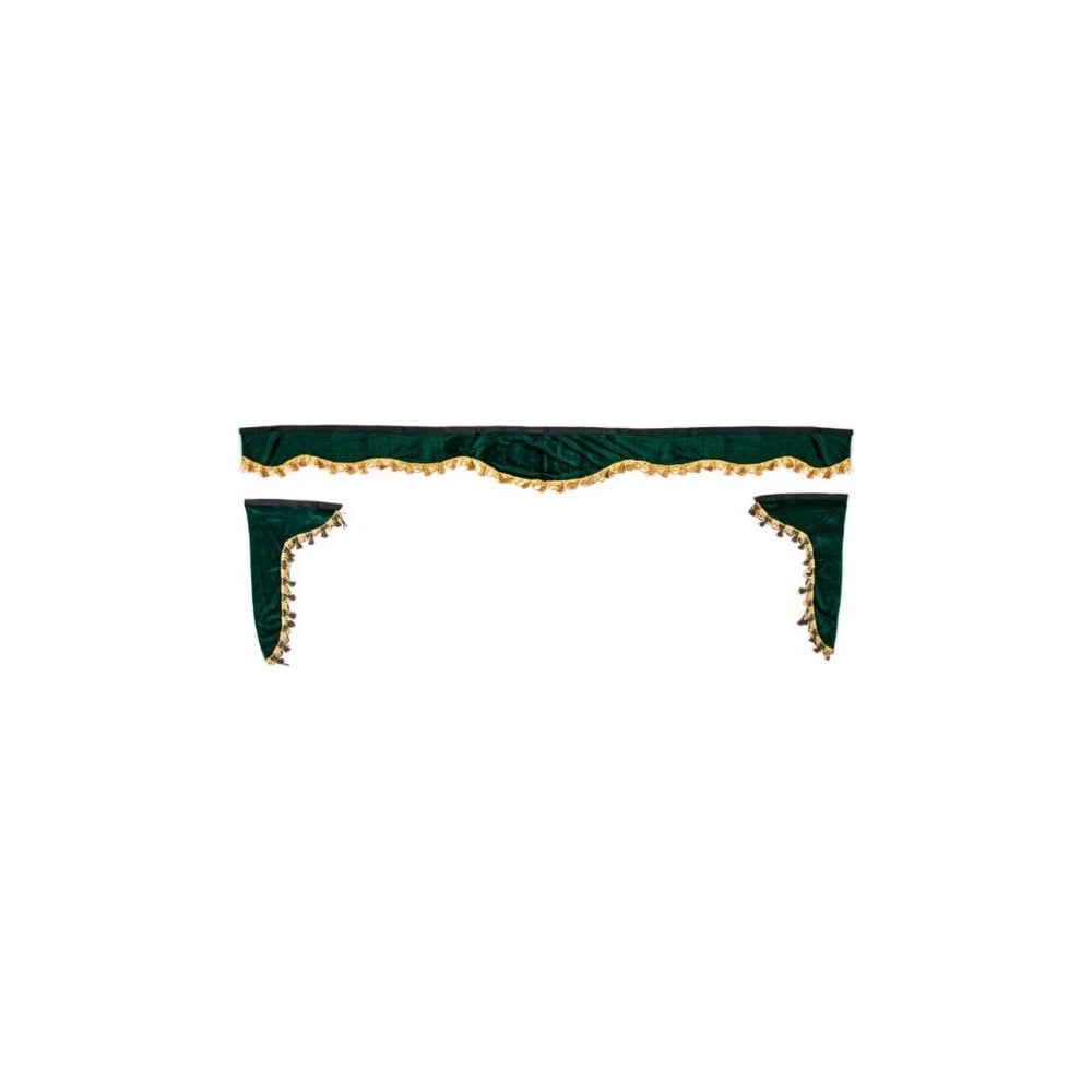 Ламбрекен лобового стекла со шторками SKYWAY 220см/33*60 Зеленый S01203039