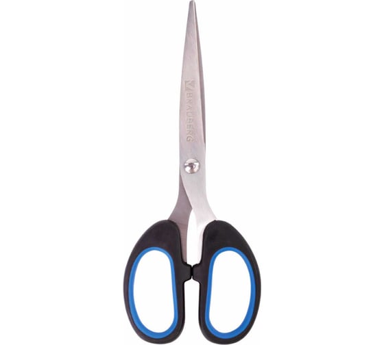 Изображение товара Ножницы BRAUBERG 160 мм, резиновые вставки, черно-синие 236447