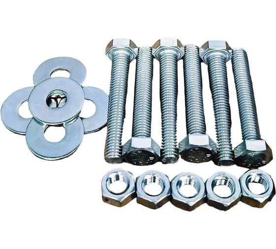 Изображение товара Болт нержавеющий 23 Болта 6x50 мм, DIN 933, с гайкой и шайбой, 10 шт. 33337