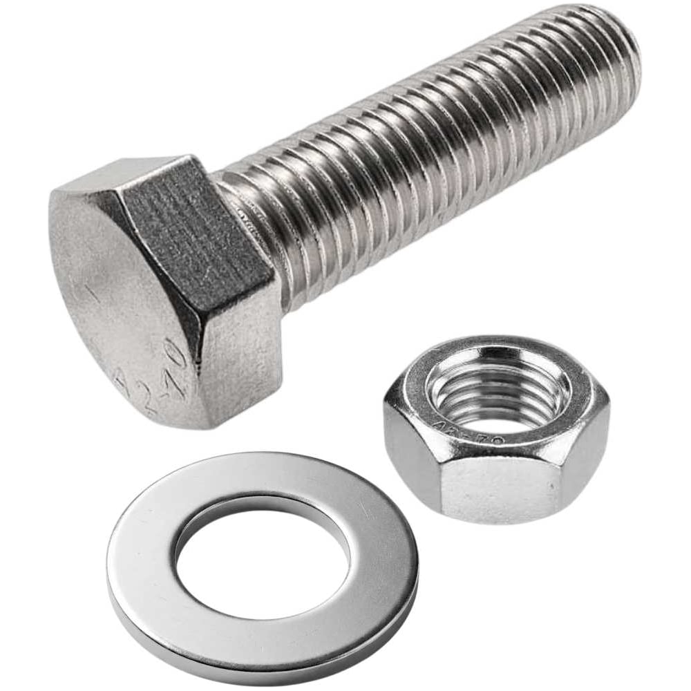 Изображение товара Нержавеющий болт 12x40 DIN 933 с гайкой и шайбой комплект 10 шт