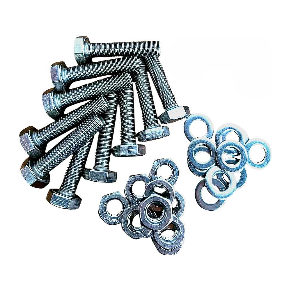 Изображение товара Болт нержавеющий 23 Болта 6x35 мм, DIN 933, с гайкой и шайбой, 10 шт. 33334