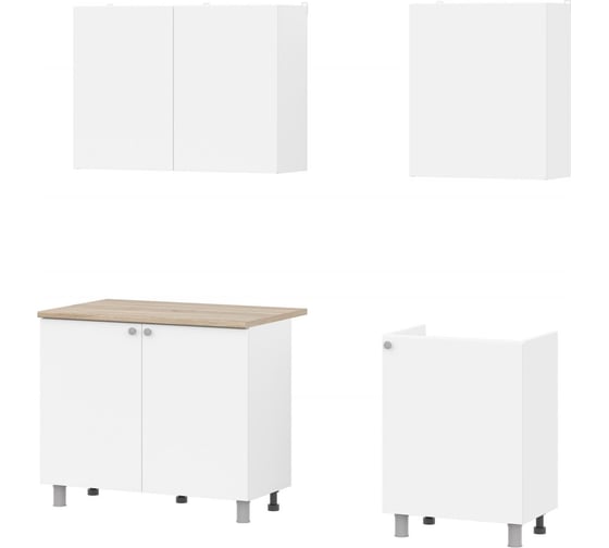 Изображение товара Кухонный гарнитур Арника МР КГ 6 1.6 м, белый текстурный/серия 2 00-00135943