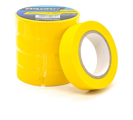 Изображение товара Изолента ВАРЯГ 15 мм, 10 м, желтая (150 мкр) в/с ПВХ (5/500) 003923