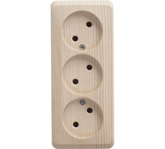 Изображение товара Тройная розетка Systeme Electric ЭТЮД, O/У без заземления, без шторок, 16А 250B сосна PA16-009D