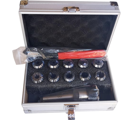 Изображение товара Цанговый патрон ER25 MT4 с набором цанг 3-16 мм, 10 шт METALMASTER 19610