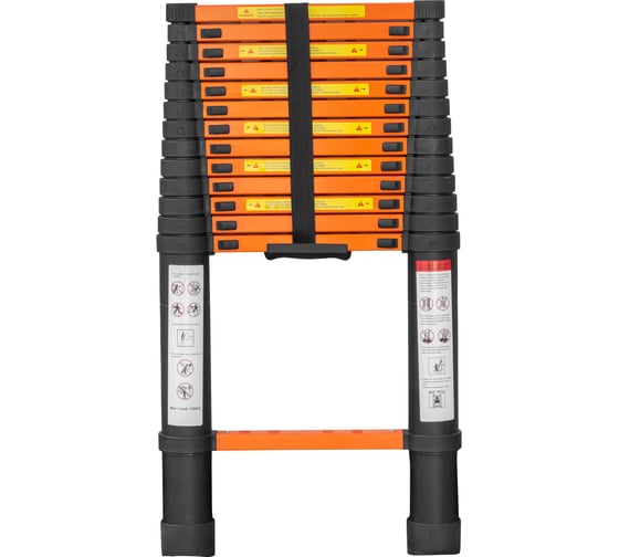 Изображение товара Лестница телескопическая алюминиевая односекционная ISMA 4.1 м,14 ступенек, max нагрузка 150 кг, вес 11.3 кг ISMA-UP410(56899)