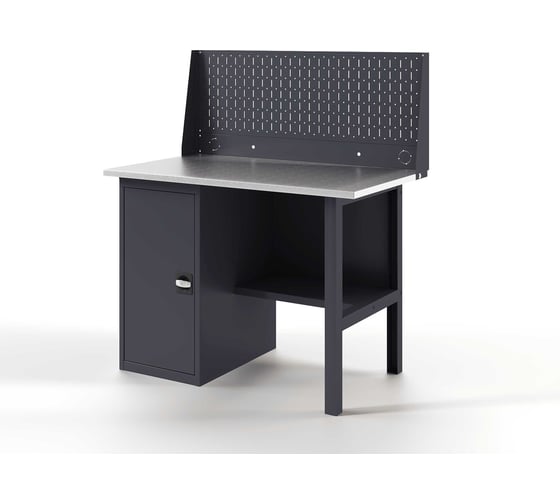 Изображение товара Верстак-стол с перфопанелью одинарной GREENBERG с тумбой, 1200 мм VERSTAK_Т1_P1_1200