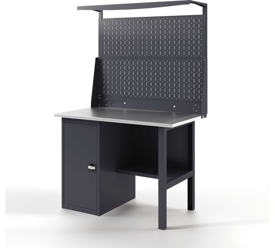 Изображение товара Верстак-стол с перфопанелью двойной GREENBERG с тумбой, 1200 мм VERSTAK_Т1_P2_1200