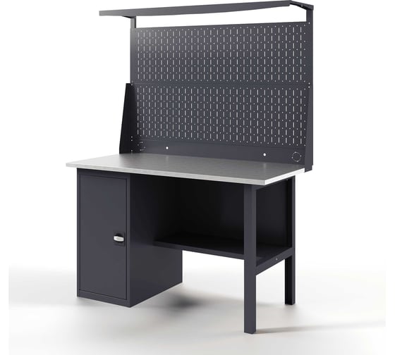 Изображение товара Верстак-стол с перфопанелью двойной GREENBERG с тумбой, 1400 мм VERSTAK_Т1_ P2_1400