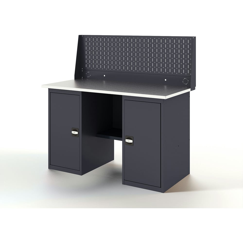 Изображение товара Верстак-стол с перфопанелью GREENBERG 1400 мм двухтумбовый профессиональный