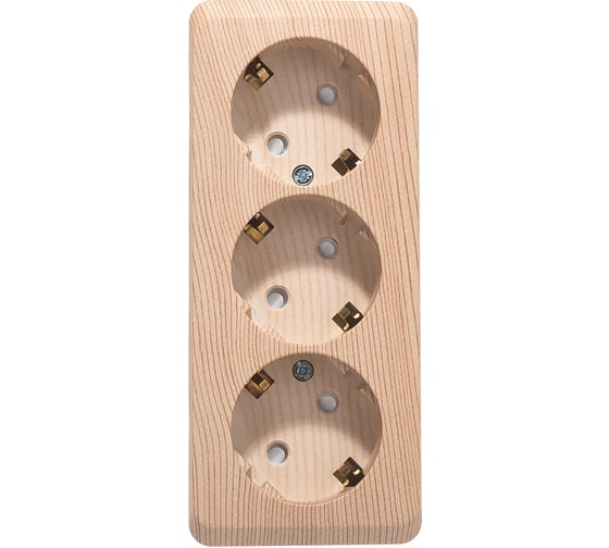 Изображение товара Тройная розетка Systeme Electric ЭТЮД О/У с заземлением, со шторками, 16А, 250B, СОСНА PA16-012D