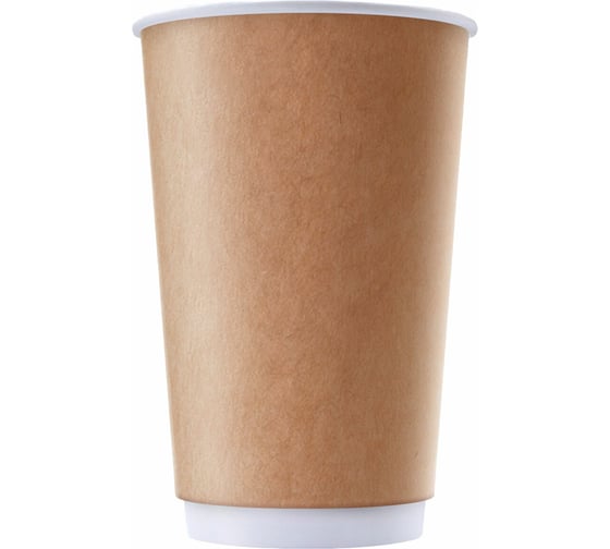 Изображение товара Стакан одноразовый бумажный ОФИСМАГ 300/430 мл, 25 шт, двухслойный, Kraft, х/г, формация DW90-430-0321 609674