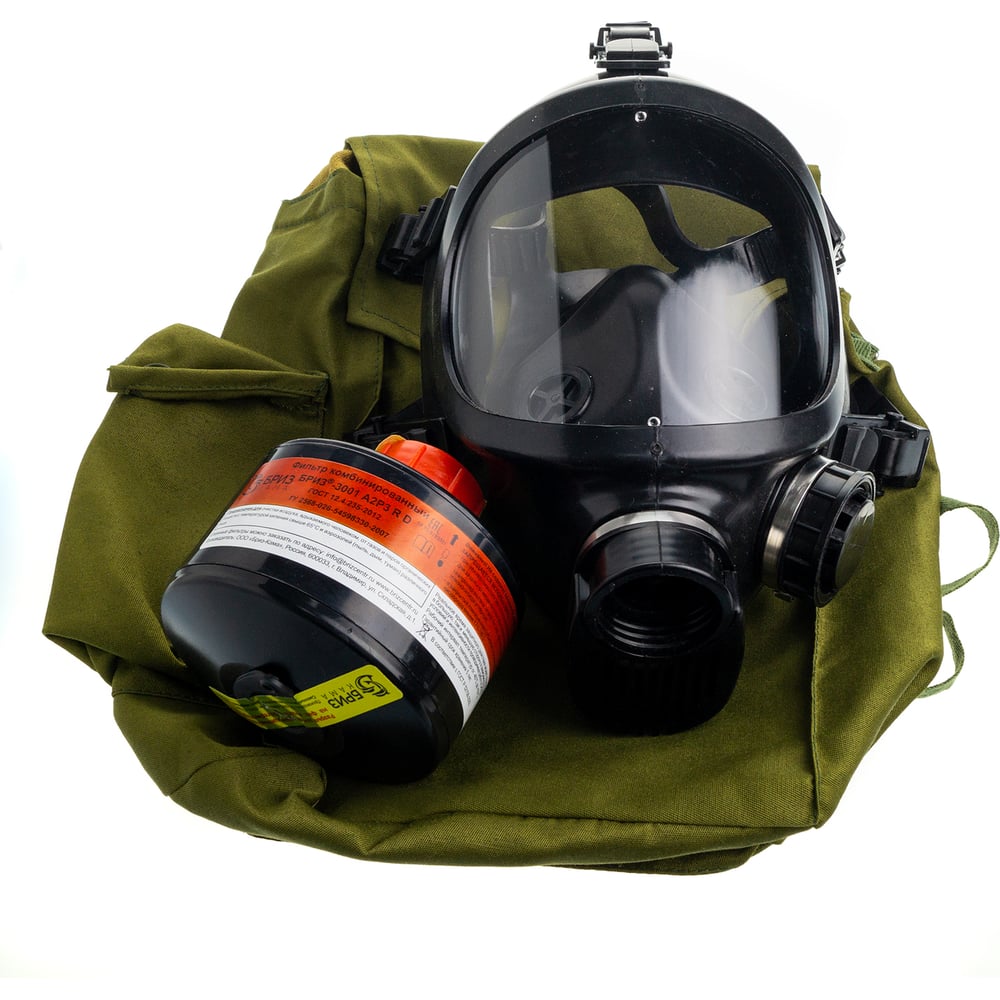 Изображение товара Противогаз фильтрующий БРИЗ -3301(ППФ) А2Р3 R D с лицевой частью -4301М(ППМ)