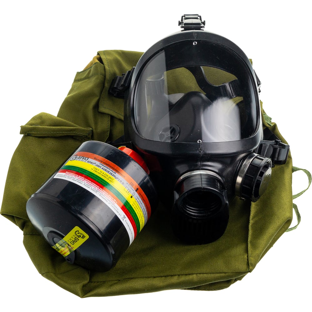 Изображение товара Противогаз фильтрующий БРИЗ 3301(ППФ) А2В2Е2K2HgР3 R D большой подмасочник